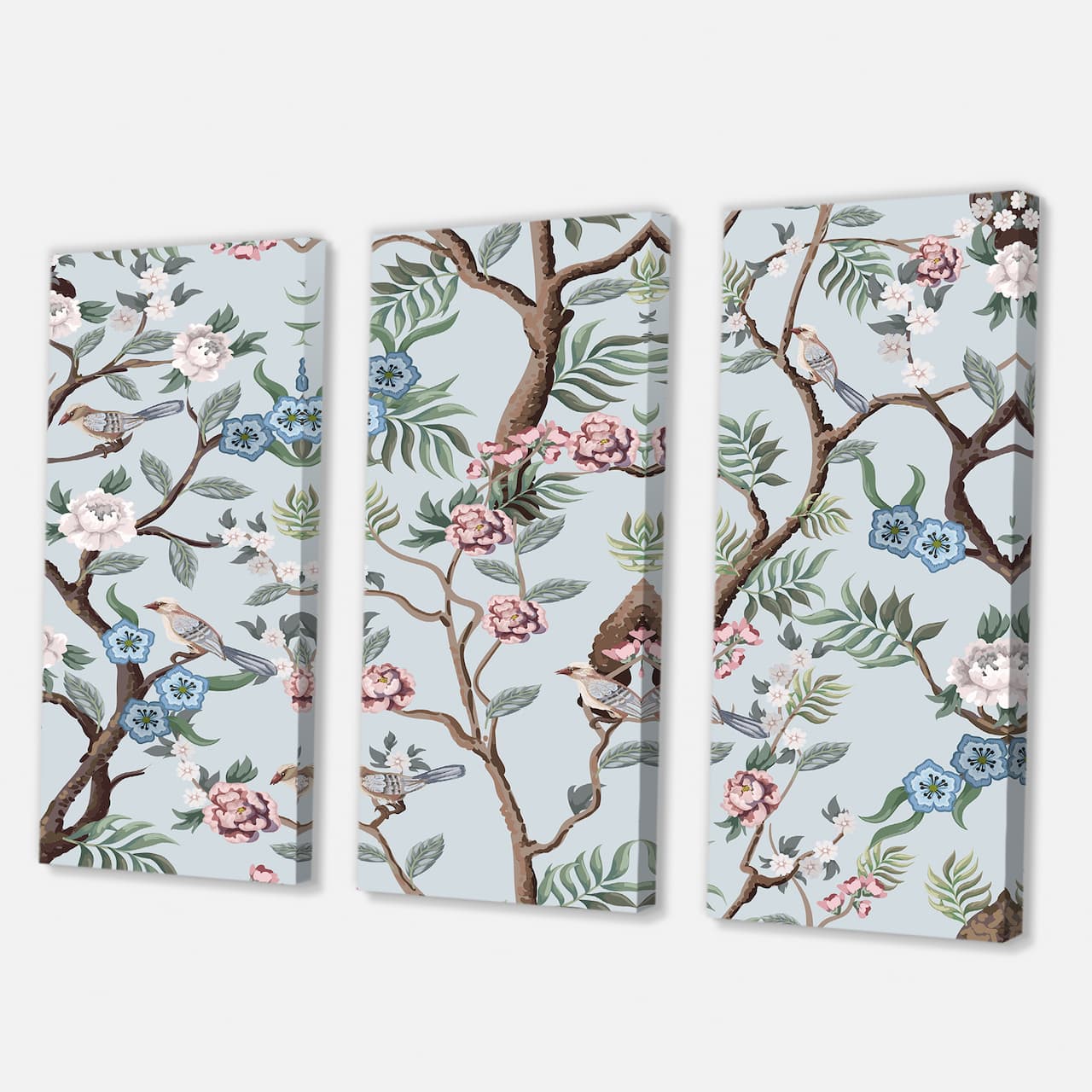 Designart - Chinoiserie With Birds and Peonies X - Traditional Canvas Wall Art Print
